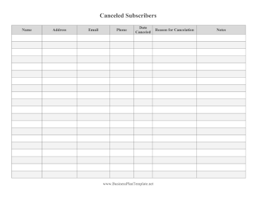 Canceled Subscribers Contact List template