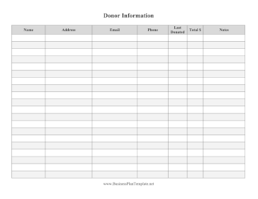 Donor Contact List template