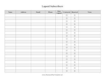 Lapsed Subscribers Contact List template