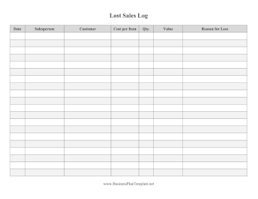 Lost Sales Log template