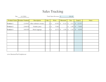 Sales Tracking Daily template